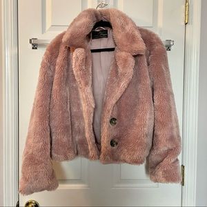Free People faux fur cropped jacket